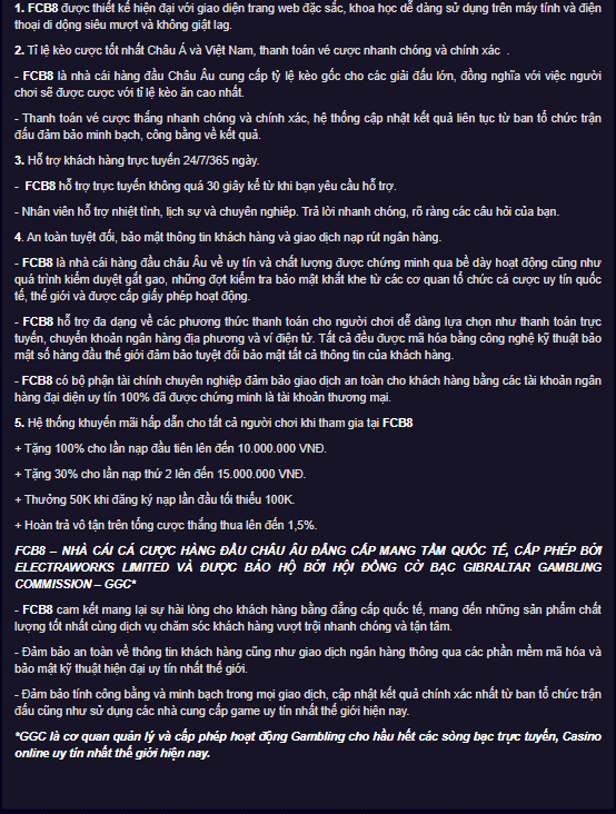 Đánh giá về độ uy tín của nhà cái Fcb8